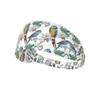 Parrots On Branches Print Non-Slip Elastic Running Headband, Sweat Absorbing Stretchy Hair Bands For Gym Yoga, Soft Skin-Friendly Foldable Workout Headband