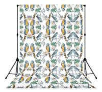 Parrots on Branches Printed Photography Drape, Foldable Polyester Background, Easy Hang Rod Pocket Studio Prop