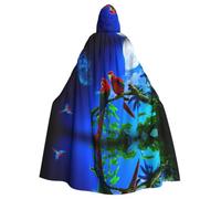 Parrots Print Hooded Cloak Cape Costume Robe
