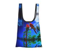 Parrots Print Reusable, Foldable,Washable Grocery Bags Foldable in A Pouch Eco Tote Shopping Bag,Daily Shopping Loading