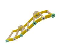 Parrots Suspension Bridge Swing Toy, Cage Climbing, Yellow | Bird Natural Wood Bird Play Stands with Removable Tray, Climb Ladders Swing Chewing Toy