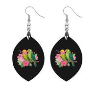Parrots Tropical Flowers Fashion Wooden Earrings for Women | Lightweight Boho Dangle Drop Earring Charms Trendy Jewelry Gift