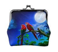 Parrots Women's Leather Kiss-Lock Coin Purse,Double-Sided Full Print Pattern,Ultra-Fine Fiber Leather,Small Clutch Wallet for Cash,Cards,Coins