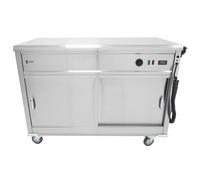 Parry MSF12 Mobile Flat Top Servery Counter And Hot Cupboard 1305mm Wide