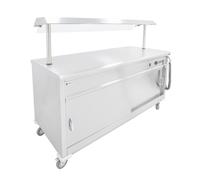 Parry MSF12G Mobile Flat Top Servery Counter And Hot Cupboard Heated Overhead Gantry 1305mm Wide
