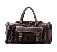 Parrys Leather World Large Leather Travel Bag for Men and Women, Brown 2, M, Duffel Bag