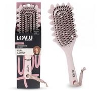 PARSA Beauty LOV.U Curling Brush with Spirals for Defined Curls, Gentle Styling, Ideal for Curly Hair, Pink