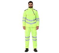 Parsa Fashions Hi Vis Rain Tracksuit Mens High Visibility Waterproof Reflective Tape Band Safety Rainsuit Hooded Top Lightweight Sizes Small to 3XL