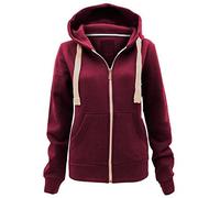 Parsa Fashions Ladies Plain Zip Up Hoodie Womens Fleece Hooded Top Long Sleeves Front Pockets Soft Stretchable Comfortable (Wine/3XL UK-18)