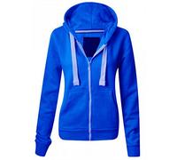 Parsa Fashions Ladies Plain Zip Up Hoodie Womens Fleece Hooded Top Long Sleeves Front Pockets Soft Stretchable Comfortable (Royal Blue/4XL UK-20)