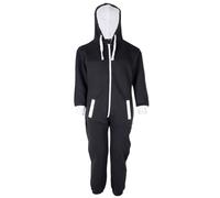 Parsa Fashions Malaika ® Childrens Unisex Kids Girls Boys Plain Colour Fleece Hooded All In One Onesie Jumpsuit 7-13 Years (Age 13, Black)