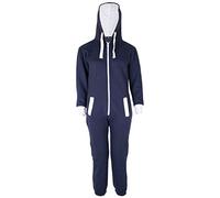 Parsa Fashions Malaika ® Childrens Unisex Kids Girls Boys Plain Colour Fleece Hooded All In One Onesie Jumpsuit 7-13 Years (Age 9/10, Navy)