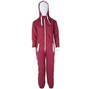Parsa Fashions Malaika ® Childrens Unisex Kids Girls Boys Plain Colour Fleece Hooded All In One Onesie Jumpsuit 7-13 Years (Age 13, Wine)