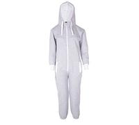 Parsa Fashions Malaika ® Childrens Unisex Kids Girls Boys Plain Colour Fleece Hooded All In One Onesie Jumpsuit 7-13 Years (Age 13, Silver Grey)