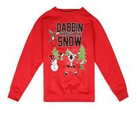Parsa Fashions® Unisex Kids Limited Edition Ugly Christmas Dabbin Through The Snow Sleigh Bells Sweatshirt Elf Santa Novelty Retro Jumper Xmas Funny Gift- Age 7-13 (7-8 Years, Red - 4DAB)