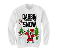 Parsa Fashions® Unisex Kids Limited Edition Ugly Christmas Dabbin Through The Snow Sleigh Bells Sweatshirt Elf Santa Novelty Retro Jumper Xmas Funny Gift- Age 7-13 (13 Years, White - 4DAB)