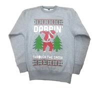 Parsa Fashions® Unisex Limited Edition Ugly Christmas Dabbin Through The Snow Sleigh Bells Sweatshirt Elf Santa Novelty Vintage Retro Jumper Xmas Funny Gift - Age 7-13 (13 Years, Silver Grey)