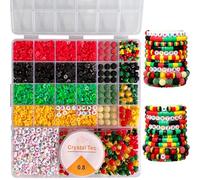 ParsNuntio Happy Kwanzaa Clay Beads Bracelets Making Kit - Kwanzaa DIY Craft Assorted Clay Beads, Seeds - African Heritage Jewelry Making Art DIY Craft Set, 1 Box