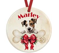 Parson Jack Russell Christmas Ornament - Personalised Dog Decoration - Custom Ceramic Bauble with Name & Gift Box, UK Made