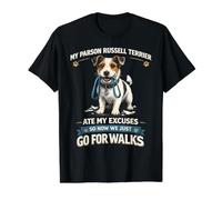 Parson Russell Terrier Ate My Excuses Now We Walk Value Graphic T-Shirt, Men, Black, XL