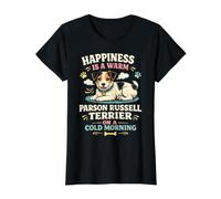 Parson Russell Terrier Dog Mom Dad Cold Morning Cuddle Value Graphic T-Shirt, Women, Black, S