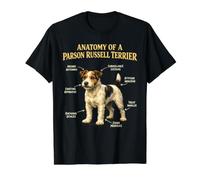 Parson Russell Terrier Funny Anatomy Chart Dog Owner Value Graphic T-Shirt, Men, Black, M
