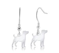 Parson Russell Terrier Silhouette Silver Earrings