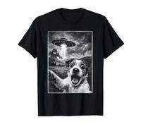Parson Russell Terrier UFO Alien Abduction Dog Selfie Value Graphic T-Shirt, Men, Black, XL