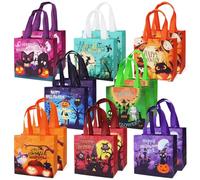 PARSUP 16PCS Halloween Trick or Treat Bags, Non-Woven Gift Tote Bags with Handles for Gifts Wrapping, Party Supplies, 7.9"×7.9"×3.15"