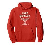 Part Mermaid Whimsical Ocean Tail Pullover Hoodie, Adult Unisex, Red, S
