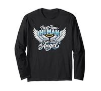 Part Time Human Full Time Angel Parents Kids Cool Wings Long Sleeve T-Shirt
