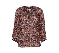 Part Two Women's Blouse V-Notch Neckline 3/4 Sleeves Relaxed Fit Fabric, Black Paisley Print, 12 (M)