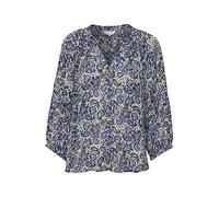 Part Two Women's Blouse V-Notch Neckline 3/4 Sleeves Relaxed Fit Printed Fabric, Blue Paisley Print, 8 (XS)