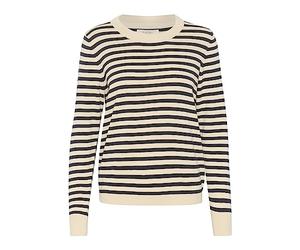 Part Two Women's Pullover Long Sleeves Slim Fit Crew Neck Striped Hip Length, Whitecap Gray Stripe, Medium