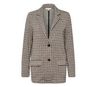 PART TWO Women's Single Breasted Blazer with Notch Lapel Checked Fabric Pockets, Brown Check, 18