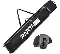 Partage Ski Bag - Waterproof Ski Travel Bag with Wheels - 600D Heavy Duty Oxford Fabric - Adjustable Length Up to 200cm - Black - 69-78.5" x 10.5" x 7.9"