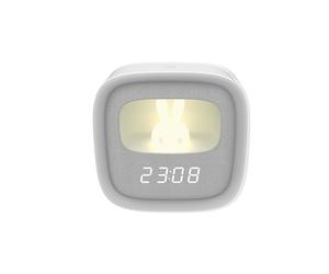 Partel Kids' LED Night Light Alarm Clock with Bunny Figurine and 3 Alarms, Grey