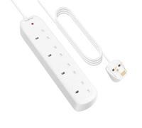 PARTH 4 Way Extension Lead 2m Long Cable - UK 4 Plug Extension Socket 2 Metre Power Cord Max 3250W - 13A Fused Safety Shutter Multi Sockets with Indicator Power Strip for Home Motorhome Dorm Office