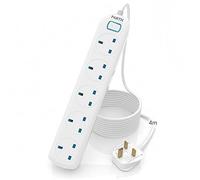 PARTH 4m Extension Lead with Heavy Duty Cable 5 Way Plug Extension Socket 4 metre Power Strip 13A/3250W UK Sockets Safety Multi Plugs Extension Cord 5 Gang Extension Lead for Home Office School