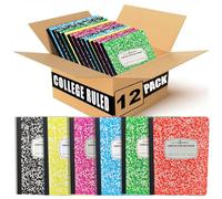 PARTH iMPEX 12 Pack Bulk Composition Notebooks College Ruled, 200 Pages (100 Sheets), 9-3/4 x 7-1/2, Hard Cover College Ruled Notebooks, Assorted Colors Composition Notebook For School Office