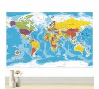 PARTH IMPEX Large World Map for Wall Huge Educational Learning Poster for Classroom, Washable Fabric Tapestry, Aesthetic School Supplies, Hanging Banner for Travel Multicolor 36" x 56" - Large