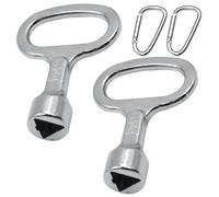 Parthan 2 Packs Meter Box Key Gas Box Key Silver Triangle Key with Keychain - Durable Steel Rust Resistant Gas Meter Box Key
