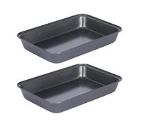 Parthan 2 Pcs Non-Stick Oven Trays, 31.5x22x5cm Baking Trays, Durable Carbon Steel Bakeware with Non-Stick Coating for Easy Release, Oven Tray for Roasting and Baking in The Oven