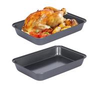 Parthan 2 Pcs Non-Stick Oven Trays, 37.5x25.5x5cm Baking Trays, Durable Carbon Steel Bakeware with Non-Stick Coating for Easy Release, Oven Tray for Roasting and Baking in The Oven (37.5cm*25.5cm*5cm)