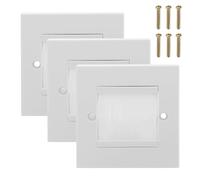 Parthan 3 Pcs Brush Wall Plate, Single Gang White Faceplate with Screws, 8.6cm x 8.6cm Cable Management Entry Plate for Home and Office