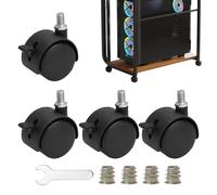 Parthan 4 Pcs Nylon Caster Wheels with Brake, Heavy-Duty Swivel Castors, Smooth Rotation, Durable and Scratch-Resistant Caster Wheels for Furniture, Trolleys and Equipment