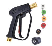 Parthan 4000PSI High Pressure Washer Gun, 5 Spray Nozzles & 1 Hose Connector, M22-14mm to 1/4" Quick Connect, Compatible with Karcher, Short Jet Wash Gun for Car Washing