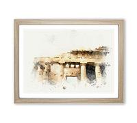 Parthenon In Greece In Abstract Modern Art Framed Print | A3 Oak Framed Wall Art | Ready to Hang | Abstract Fantasy Picture | Living Room Bedroom Lounge Office