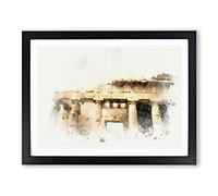 Parthenon In Greece In Abstract Modern Art Framed Print | A4 Black Framed Wall Art | Ready to Hang | Abstract Fantasy Picture | Living Room Bedroom Lounge Office