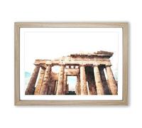 Parthenon in Greece Painting Framed Print | A2 Oak Framed Wall Art | Ready to Hang | Modern Historical Picture | Living Room Bedroom Lounge Office